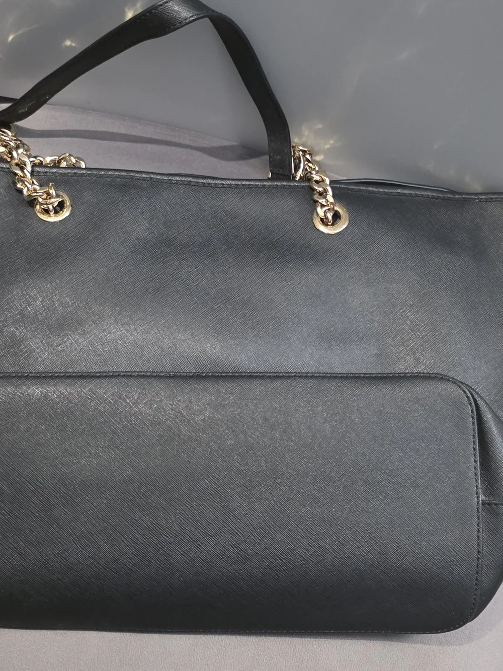 Michael Kors Black Tote with Gold Chain Handles